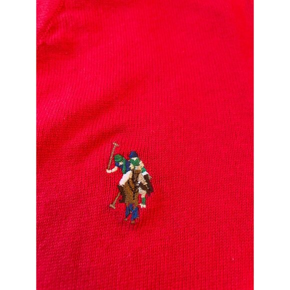 U.S. Polo Assn. Mens Red V-Neck Sweater Y2K Size L Preppy Acadamia Logo - Picture 7 of 7
